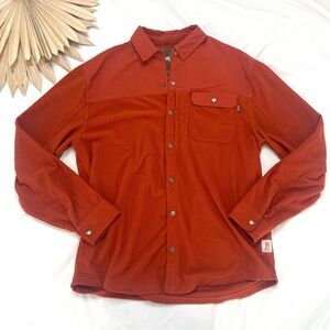 Howler Brothers Vapors Polarfleece Waffle Thermal Grid Snap Button Orange Shirt